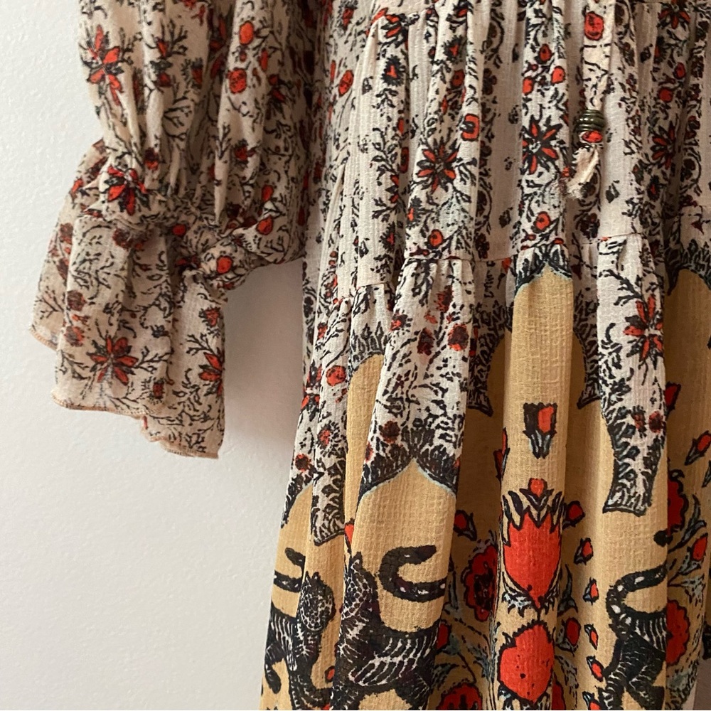 Free People Feeling Groovy Border Print Floral Bohemian Maxi Dress Medium - Picture 6 of 7